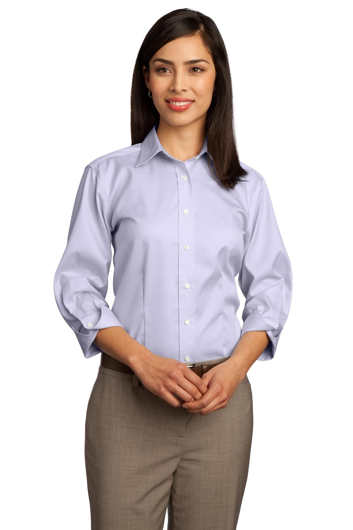 Red House Ladies 3/4-Sleeve Dobby Non-Iron Button-Down Shirt. RH61 Red House