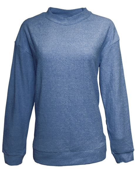 J America Ladies' Weekend French Terry Mock Neck Crew J America