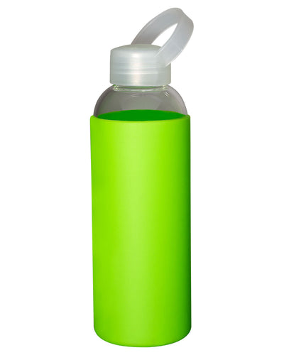 Prime Line 18oz Glass Bottle With Color Silicone Sleeve