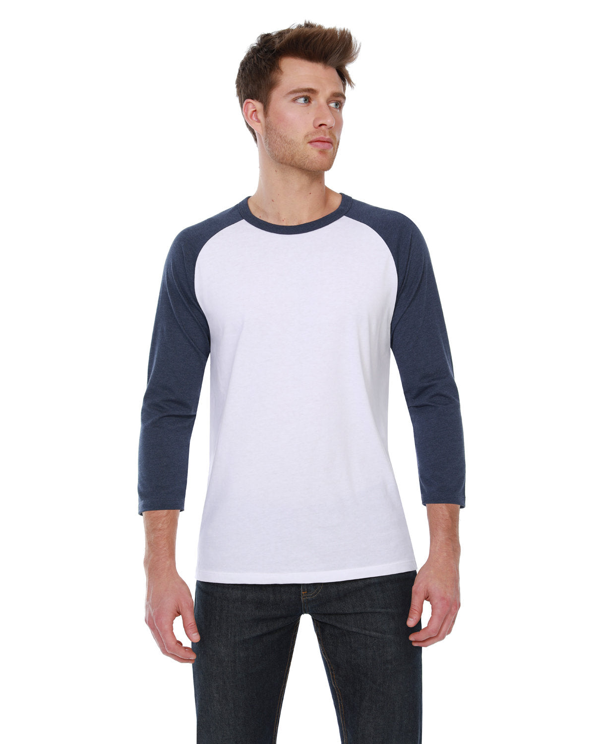 StarTee Men's CVC 3/4 Sleeve Raglan StarTee