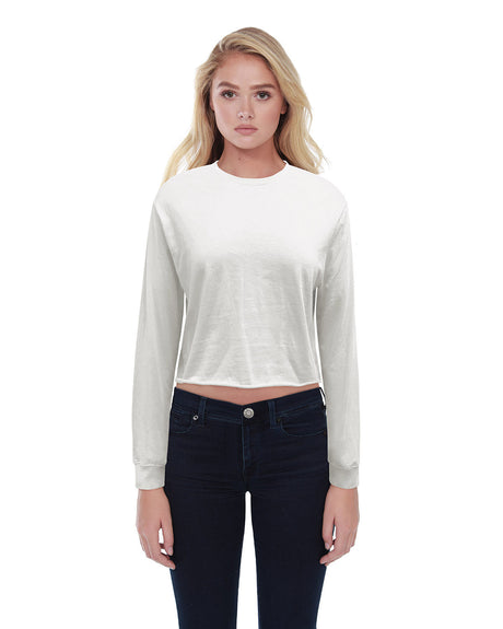 StarTee Ladies' Boyfriend Long Sleeve Crop T-Shirt StarTee