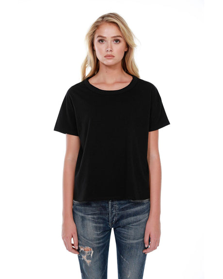 StarTee Ladies' 3.5 oz., 100% Cotton Raw-Neck Boxy T-Shirt StarTee