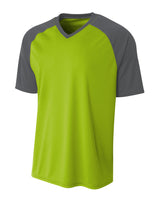 A4 Youth Polyester V-Neck Strike Jersey with Contrast Sleeves A4