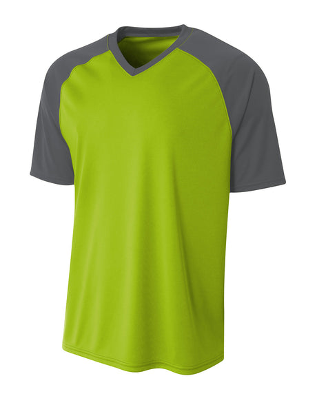 A4 Youth Polyester V-Neck Strike Jersey with Contrast Sleeves A4