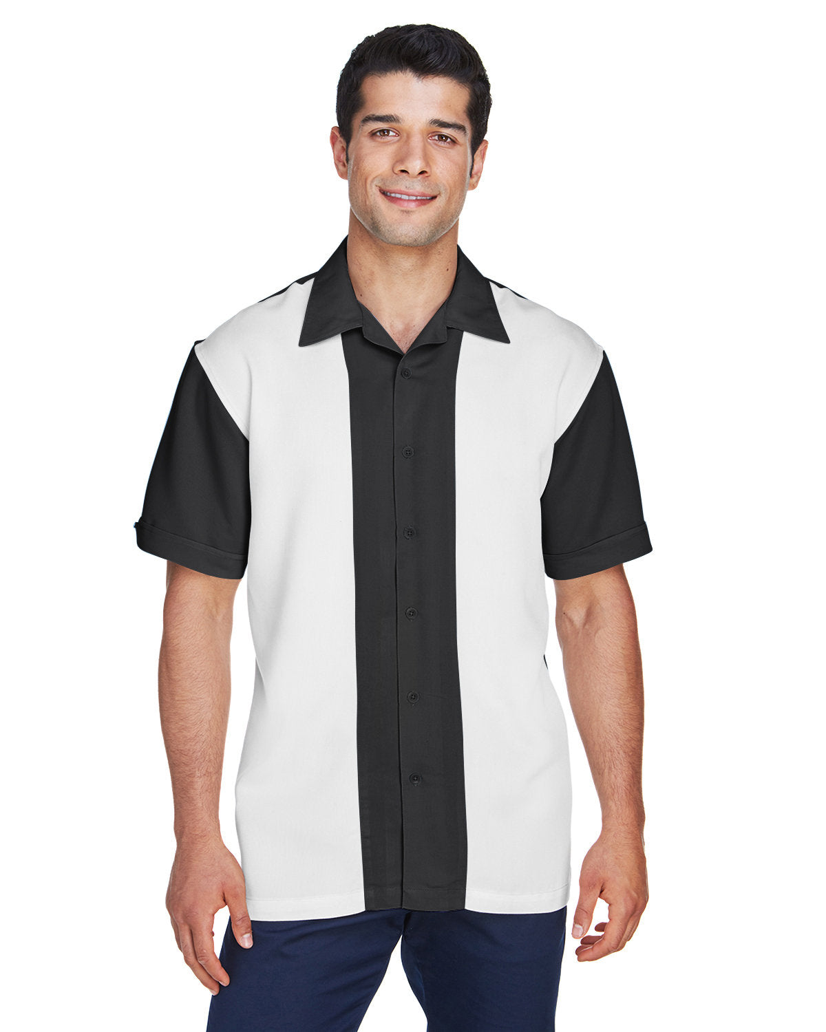 Harriton Men's Two-Tone Camp Shirt Harriton