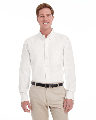 Harriton Men's Tall Foundation 100% Cotton Long-Sleeve Twill Shirt with Teflon™