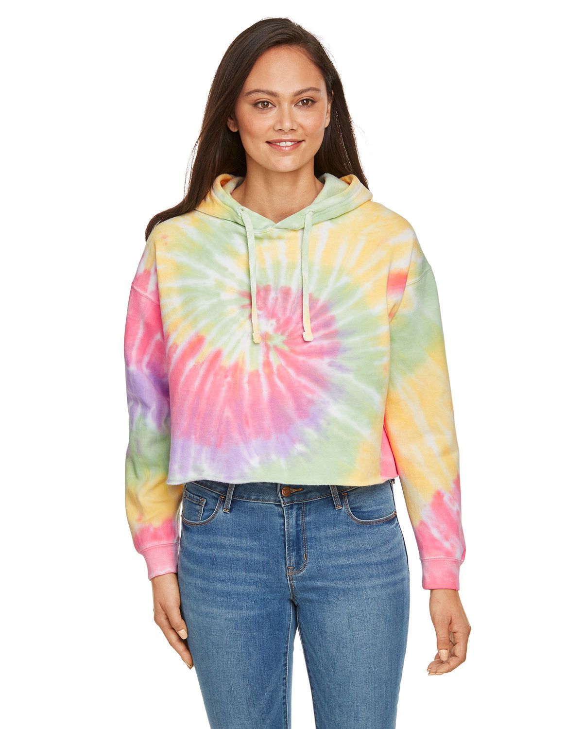 Tie-Dye Ladies' Cropped Hooded Sweatshirt Tie-Dye