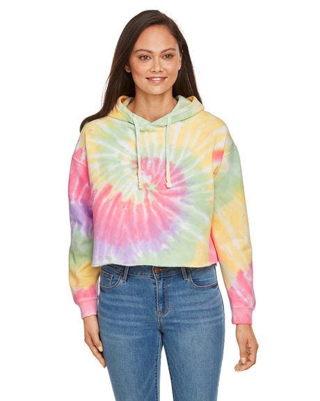 Tie-Dye Ladies' Cropped Hooded Sweatshirt Tie-Dye