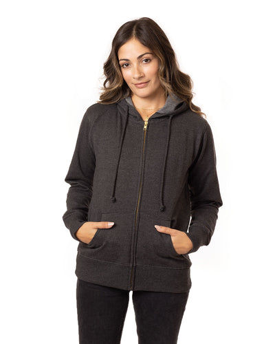 econscious Ladies' Heathered Full-Zip Hooded Sweatshirt