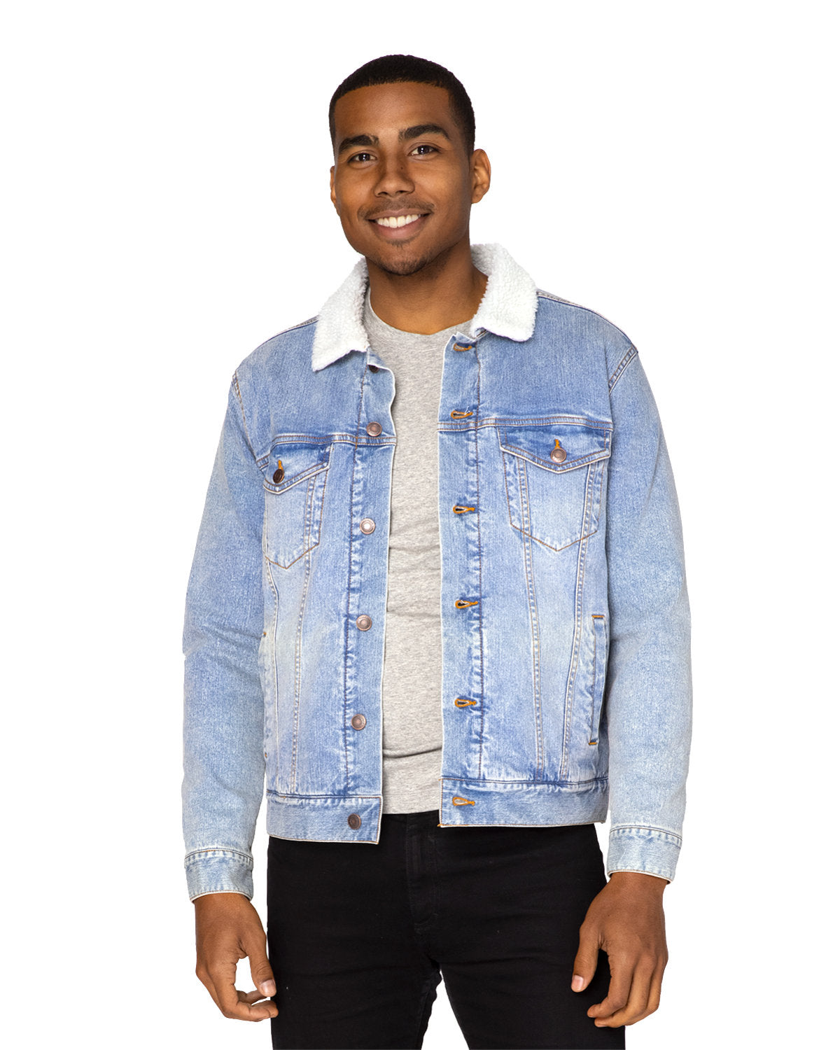 Threadfast Apparel Unisex Sherpa-Lined Denim Jacket Threadfast Apparel