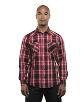 Burnside Men's Long-Sleeve Western Plaid Shirt Burnside