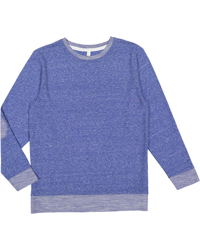 LAT Adult Harborside Melange French Terry Crewneck with Elbow Patches