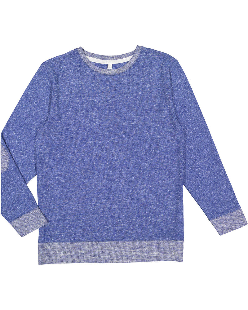 LAT Adult Harborside Melange French Terry Crewneck with Elbow Patches