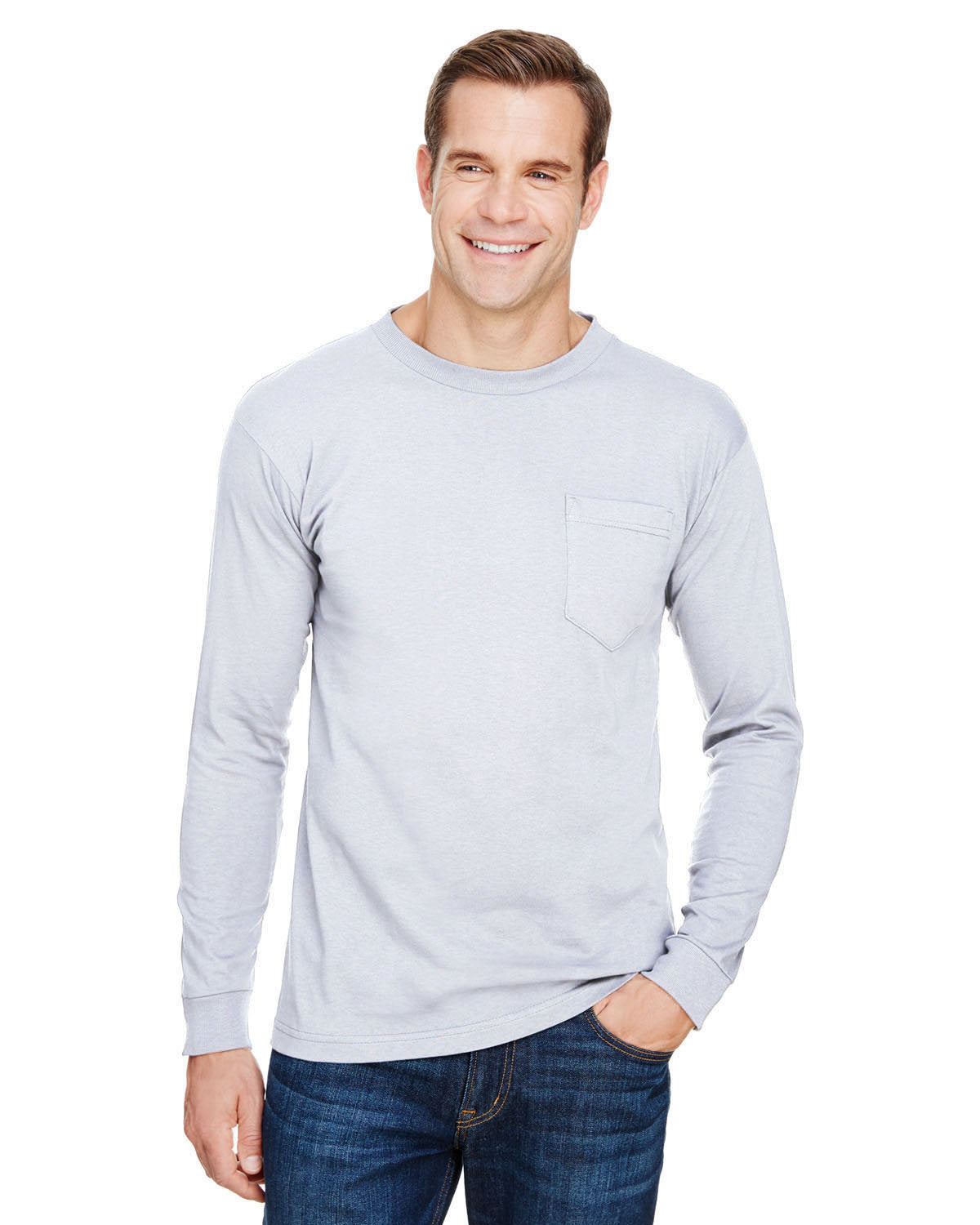 Bayside Men's USA-Made Long Sleeve Pocket T-Shirt