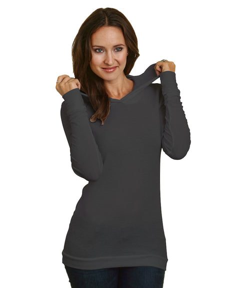 Bayside 5 oz., Junior's Long-Sleeve Thermal Hoodie T-Shirt Youth Apparel Shirts & Tops