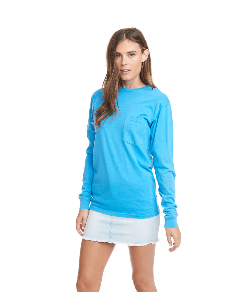 Next Level Apparel Adult Inspired Dye Long-Sleeve Crew with Pocket