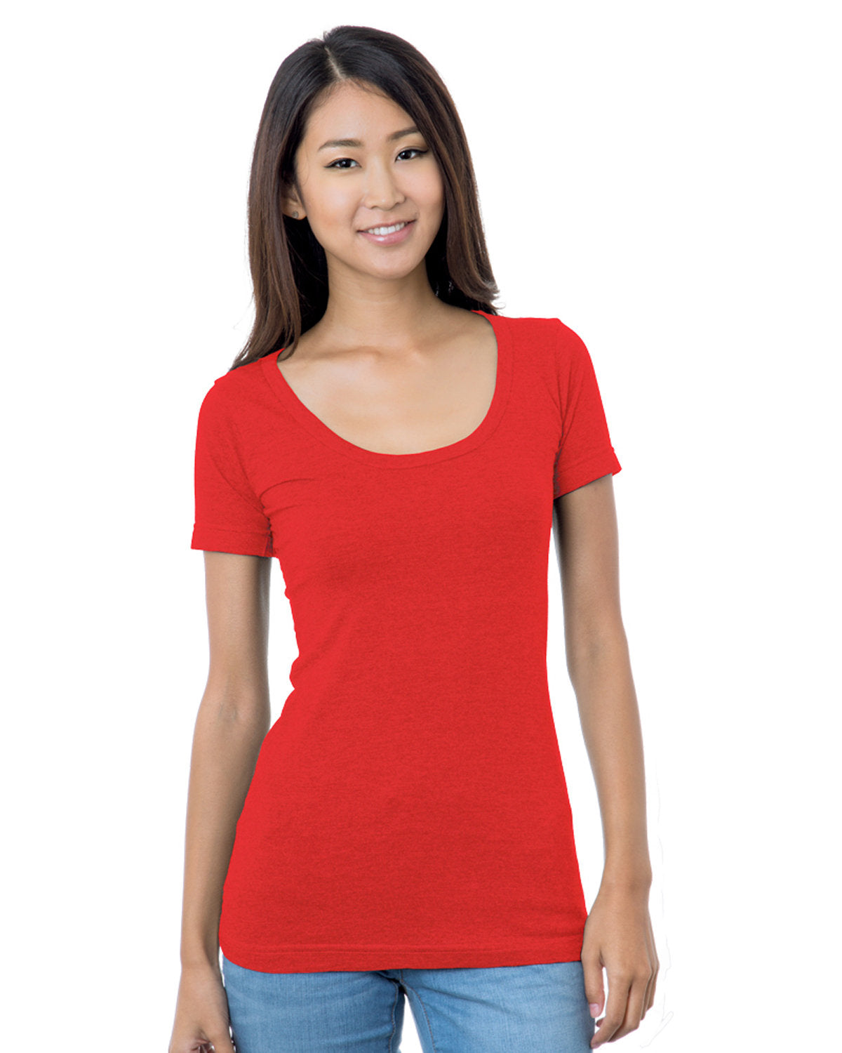 Bayside Junior's 4.2 oz., Fine Jersey Wide Scoop Neck T-Shirt Bayside