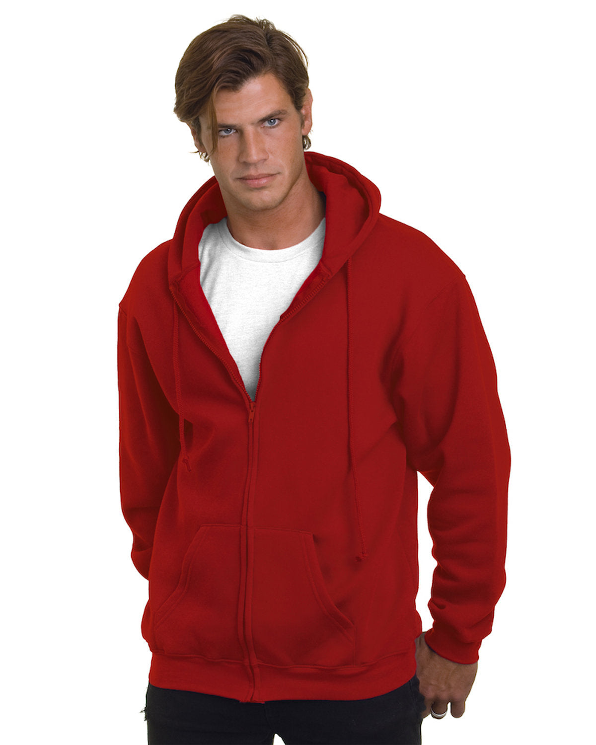 Bayside Men's Full-Zip Hooded Sweatshirt Mens Apparel Sweatshirts & Fleece