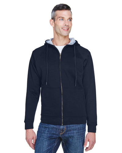 UltraClub Men's Rugged Wear Thermal-Lined Full-Zip Fleece Hooded Sweatshirt