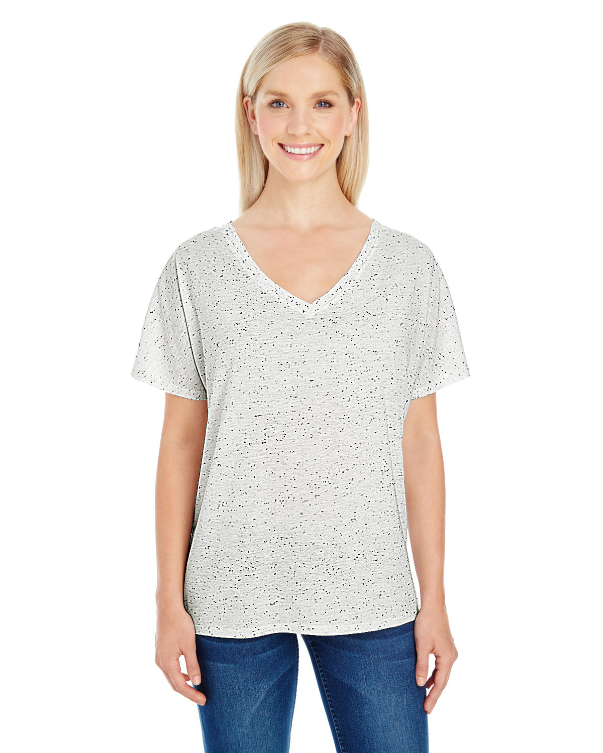 Threadfast Apparel Ladies' Triblend Fleck Short-Sleeve V-Neck T-Shirt Threadfast Apparel