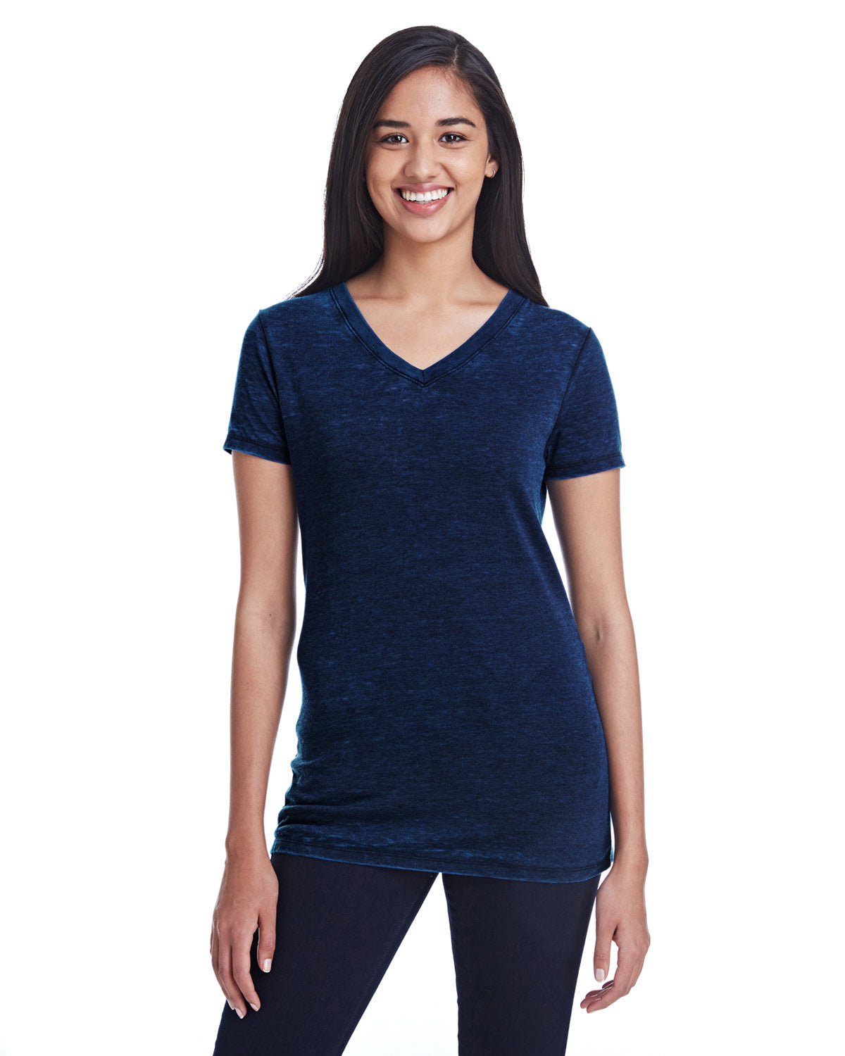 Threadfast Apparel Ladies' Cross Dye Short-Sleeve V-Neck T-Shirt Threadfast Apparel
