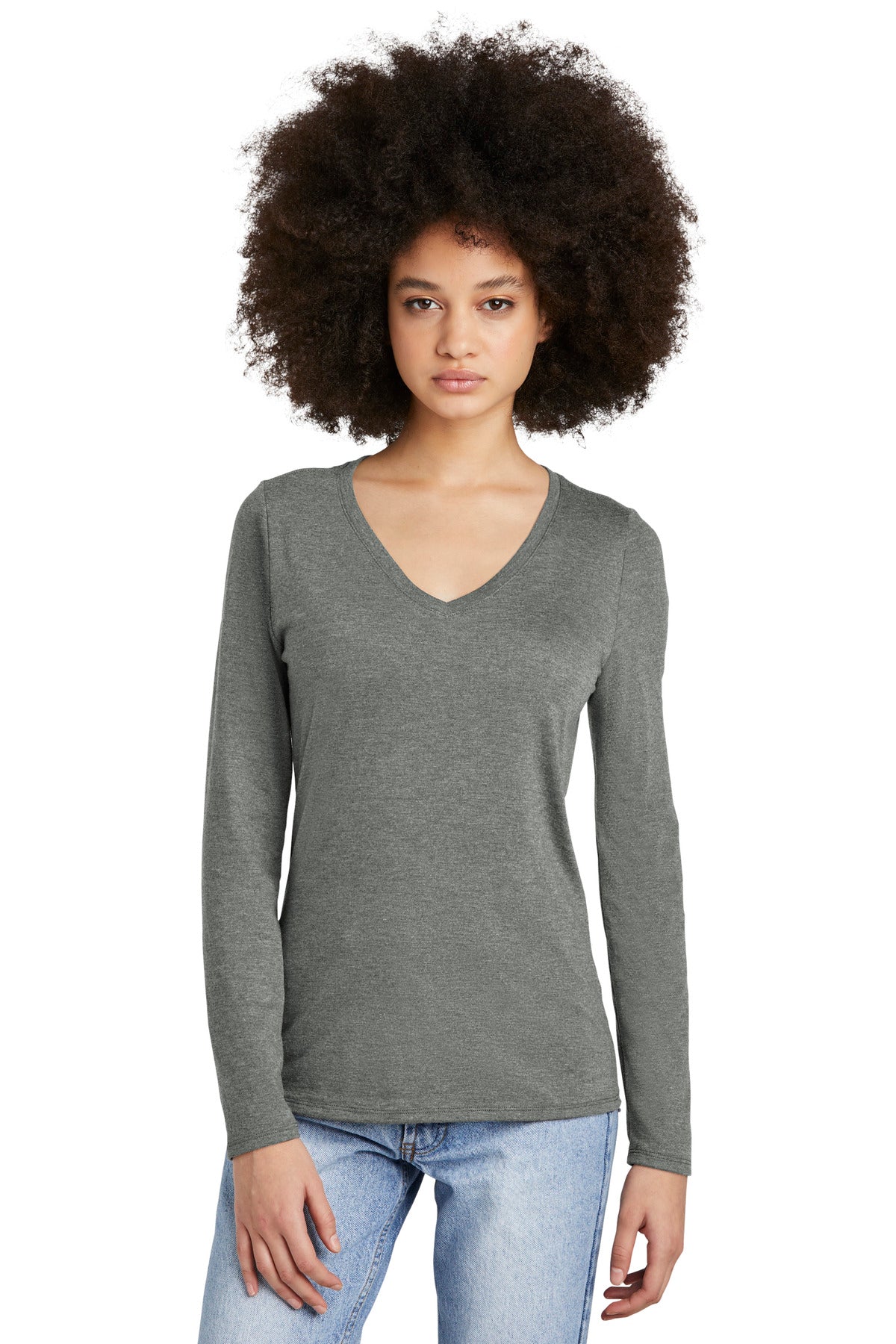 District Women's   Perfect Tri   Long Sleeve V-Neck Tee DT135