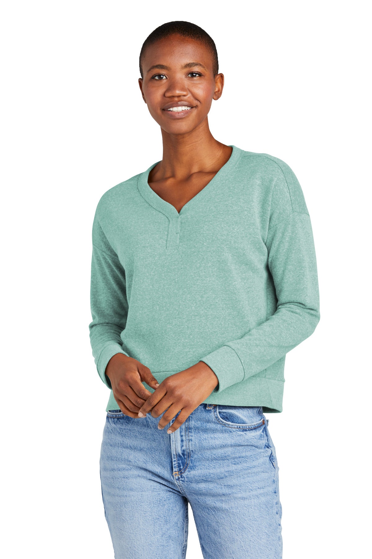 District Women's   Perfect Tri   Fleece V-Neck Sweatshirt DT1312