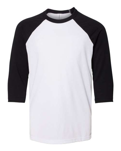 BELLA + CANVAS Youth Three-Quarter Sleeve Baseball Tee