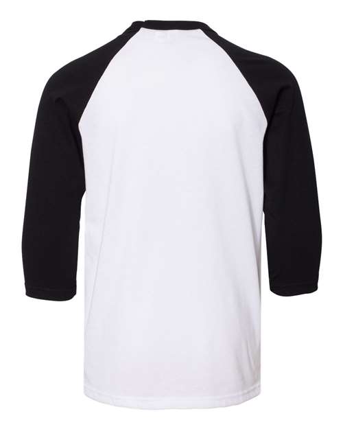BELLA + CANVAS Youth Three-Quarter Sleeve Baseball Tee