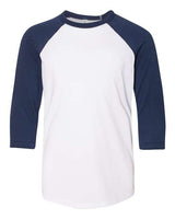 BELLA + CANVAS Youth Three-Quarter Sleeve Baseball Tee