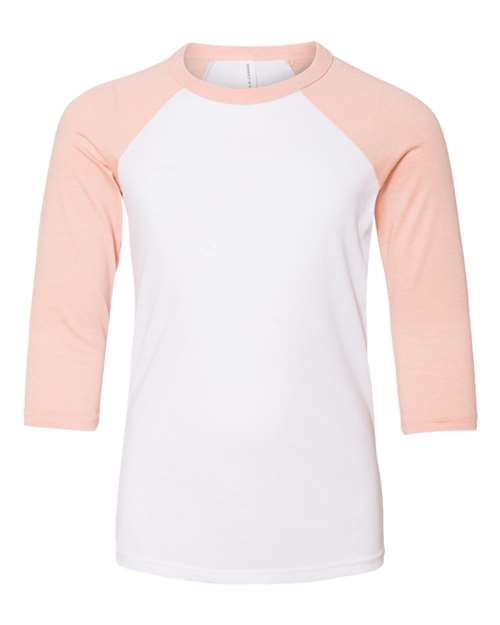 BELLA + CANVAS Youth Three-Quarter Sleeve Baseball Tee
