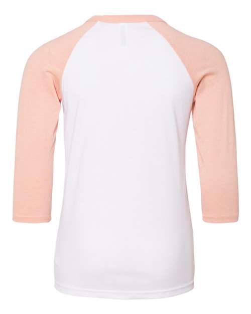 BELLA + CANVAS Youth Three-Quarter Sleeve Baseball Tee