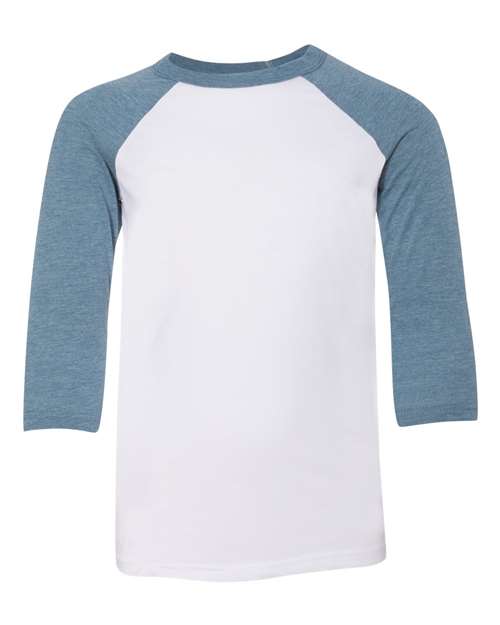 BELLA + CANVAS Youth Three-Quarter Sleeve Baseball Tee