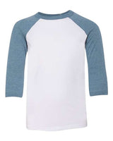 BELLA + CANVAS Youth Three-Quarter Sleeve Baseball Tee