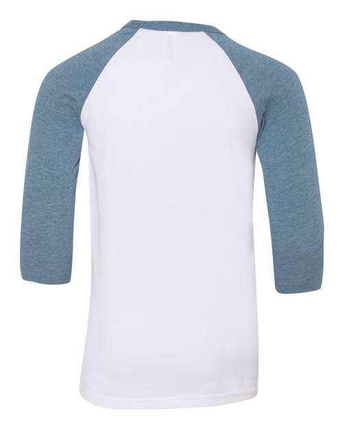 BELLA + CANVAS Youth Three-Quarter Sleeve Baseball Tee