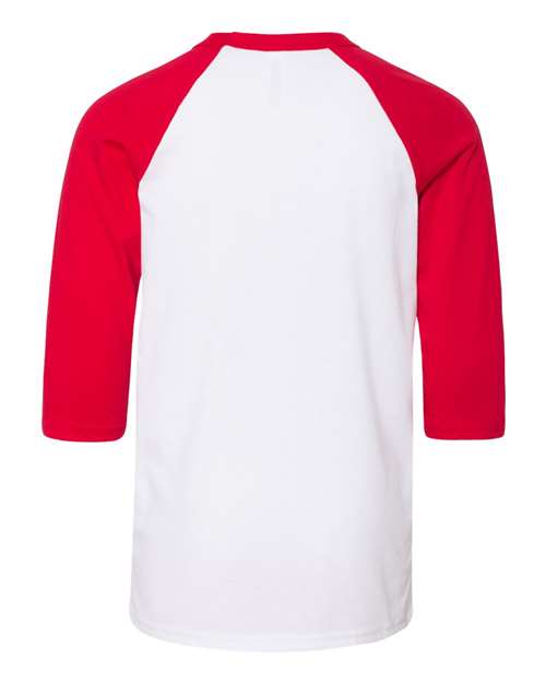 BELLA + CANVAS Youth Three-Quarter Sleeve Baseball Tee