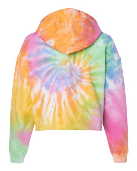 Colortone Women's Tie-Dyed Crop Hooded Sweatshirt Colortone