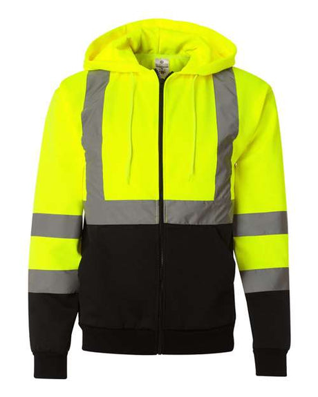 Kishigo Men's Hi-Vis Full-Zip Hooded Sweatshirt Kishigo