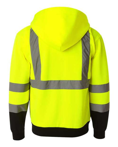 Kishigo Men's Hi-Vis Full-Zip Hooded Sweatshirt Kishigo
