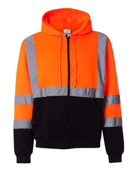 Kishigo Men's Hi-Vis Full-Zip Hooded Sweatshirt Kishigo