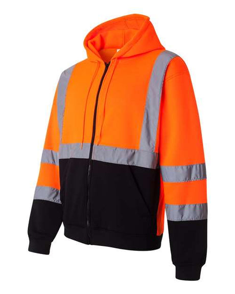 Kishigo Men's Hi-Vis Full-Zip Hooded Sweatshirt Kishigo
