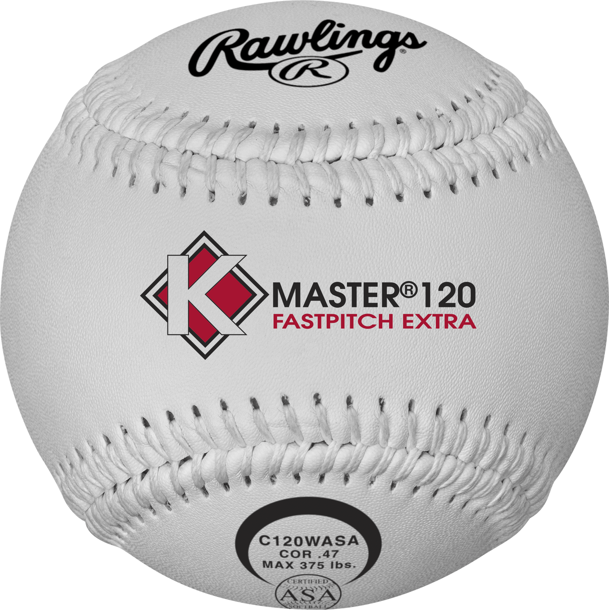 Worth K-Master White 120 Stitch High Density Center Composite Softball - Dozen Rawlings