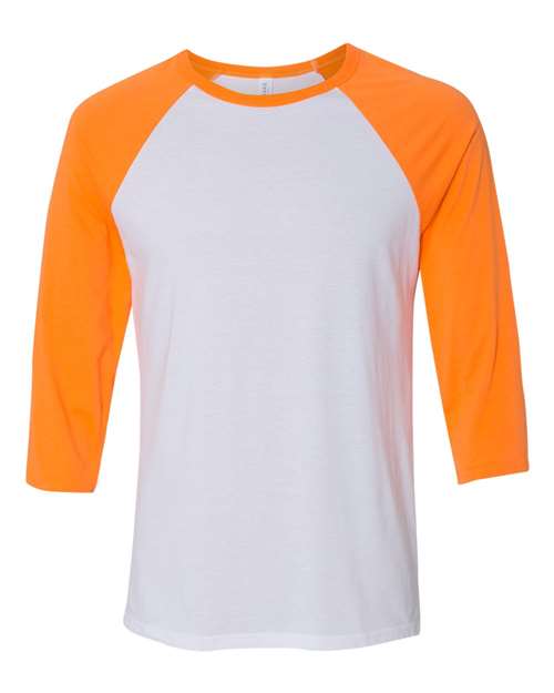 BELLA + CANVAS Unisex Three-Quarter Sleeve Baseball Tee