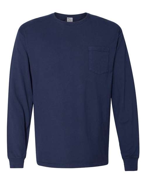 Hanes Men's Garment Dyed Long Sleeve T-Shirt With a Pocket Mens Apparel Shirts & Tops