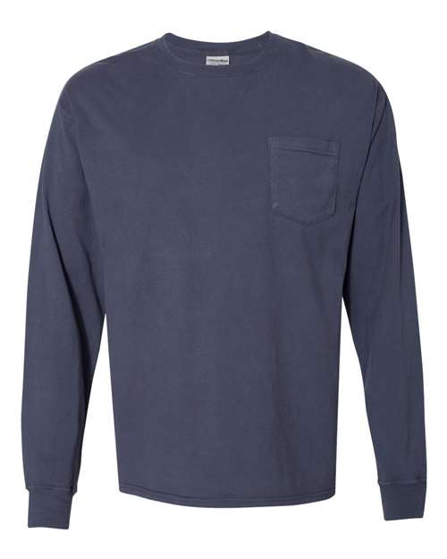 Hanes Men's Garment Dyed Long Sleeve T-Shirt With a Pocket Mens Apparel Shirts & Tops