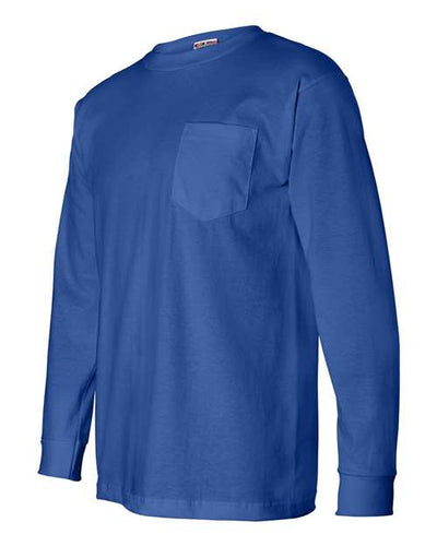 Bayside Men's USA-Made Long Sleeve T-Shirt with a Pocket