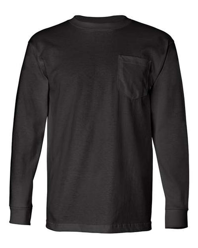 Bayside Men's USA-Made Long Sleeve T-Shirt with a Pocket