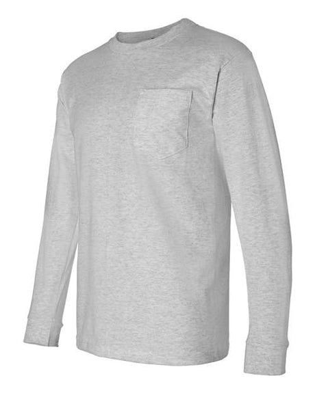 Bayside Men's USA-Made Long Sleeve T-Shirt with a Pocket Bayside