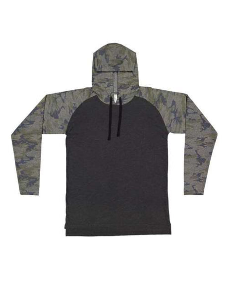 LAT Men's Fine Jersey Hooded Long Sleeve Raglan T-Shirt LAT