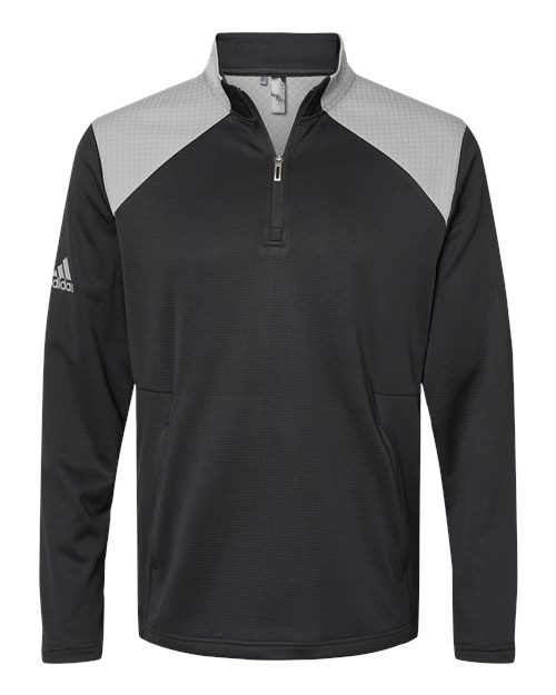 adidas Men's Textured Mixed Media Quarter-Zip Pullover-1